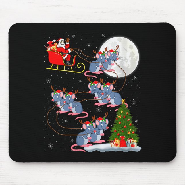 Womens Rat Rodents Santa Sleigh Flying Funny Magic Mouse Mat (Front)