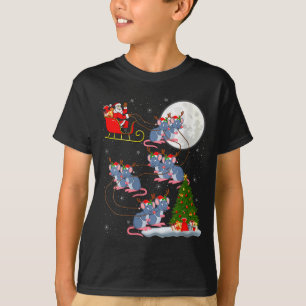 Womens Rat Rodents Santa Sleigh Flying Funny Magic T-Shirt