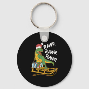Womens Rawr Rawr Rawr Funny Christmas Dino Sleigh  Key Ring