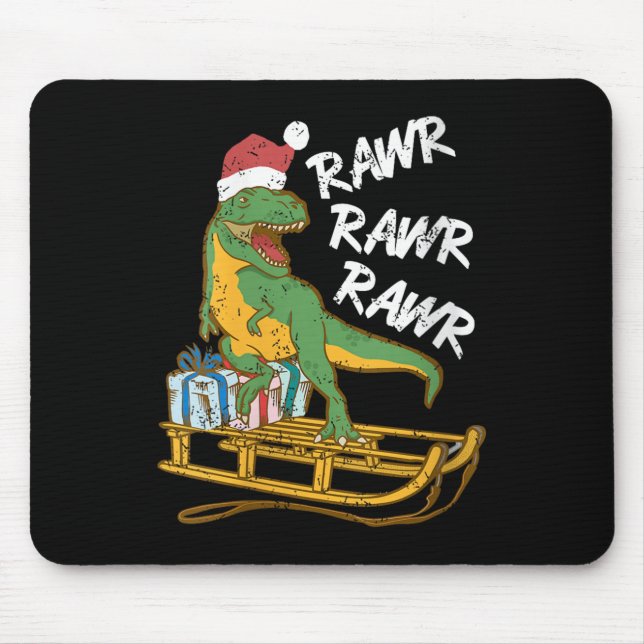 Womens Rawr Rawr Rawr Funny Christmas Dino Sleigh  Mouse Mat (Front)