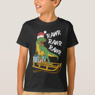 Womens Rawr Rawr Rawr Funny Christmas Dino Sleigh  T-Shirt