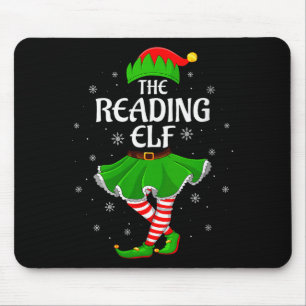 Womens Reading Elf Christmas Family Girls Women El Mouse Mat