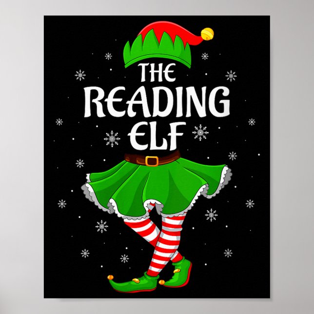 Womens Reading Elf Christmas Family Girls Women El Poster (Front)