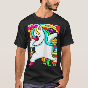 Womens Reading Teacher Dabbing Unicorn Elementary  T-Shirt