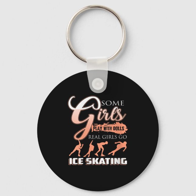 Womens Real Girls Race Hard On The Rink With Style Key Ring (Front)