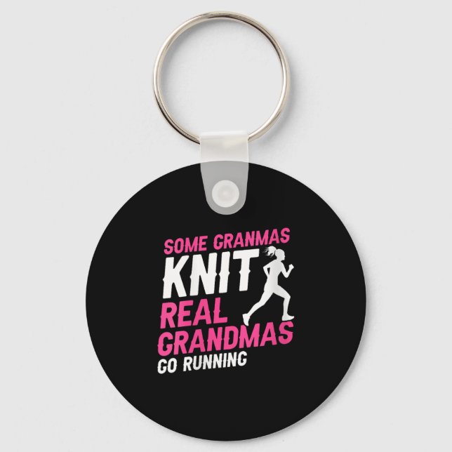 Womens Real Grandmas Who Run Funny Athletic Senior Key Ring (Front)