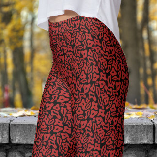 Womens Red and Black Pattern Yoga Leggings
