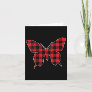 Womens Red Buffalo Plaid Butterfly Matching Family Card
