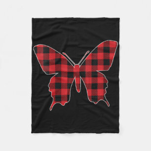 Womens Red Buffalo Plaid Butterfly Matching Family Fleece Blanket