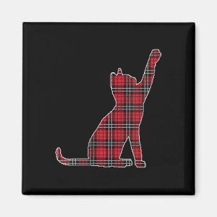 Womens Red Buffalo Plaid Cat Matching Family Chris Magnet