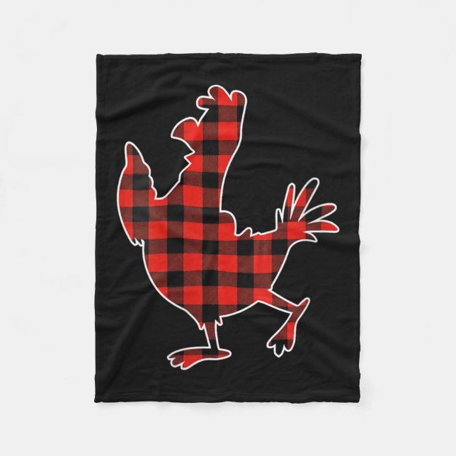 Womens Red Buffalo Plaid Pajama Chicken Merry Chri Fleece Blanket (Front)
