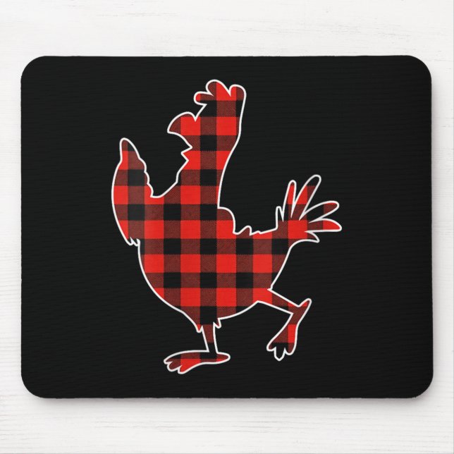 Womens Red Buffalo Plaid Pajama Chicken Merry Chri Mouse Mat (Front)