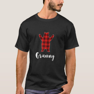 Womens Red Granny Bear Buffalo Plaid Family Christ T-Shirt