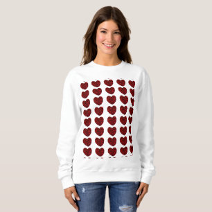 Women's Red Hearts White Sweatshirt