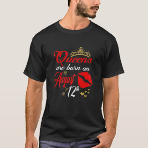 Womens Red Lips Queens Are Born On July 4Th Cancer T-Shirt