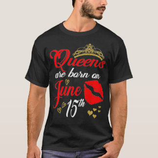 Womens Red Lips Queens are Born on June 15th Gemin T-Shirt