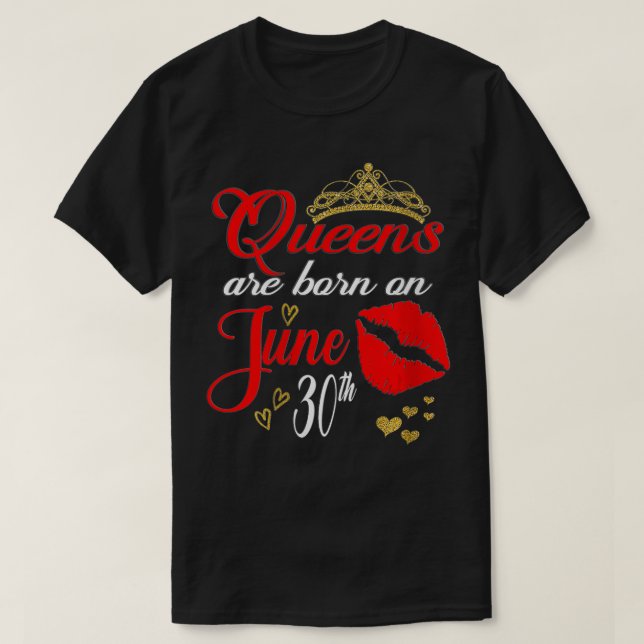 Womens Red Lips Queens are Born on June 30th Cance T-Shirt (Design Front)