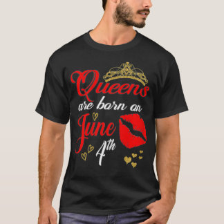 Womens Red Lips Queens are Born on June 4th Gemini T-Shirt