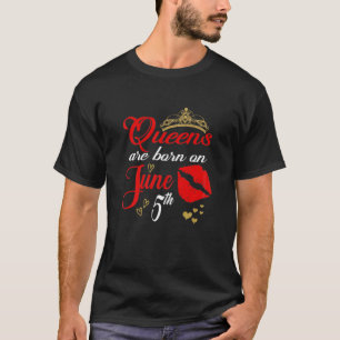 Womens Red Lips Queens Are Born On June 5Th Gemini T-Shirt