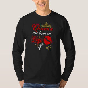 Womens Red Lips Queens Are Born On May 4th Taurus T-Shirt