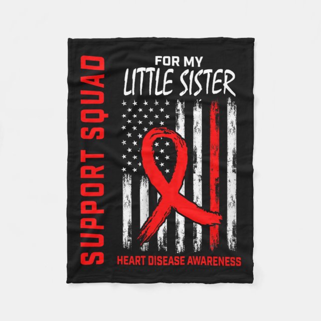 Womens Red Little Sister Heart Disease Awareness F Fleece Blanket (Front)