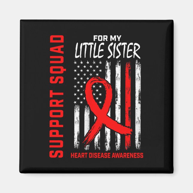 Womens Red Little Sister Heart Disease Awareness F Magnet (Front)