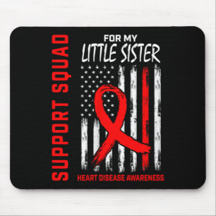 Womens Red Little Sister Heart Disease Awareness F Mouse Mat