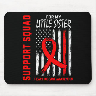 Womens Red Little Sister Heart Disease Awareness F Mouse Mat