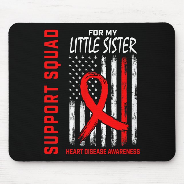 Womens Red Little Sister Heart Disease Awareness F Mouse Mat (Front)