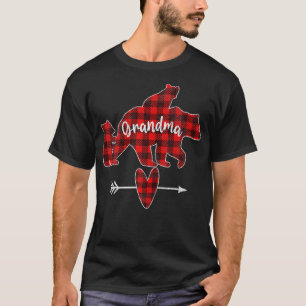 Womens Red Plaid Grandma Bear, Red Buffalo Plaid G T-Shirt