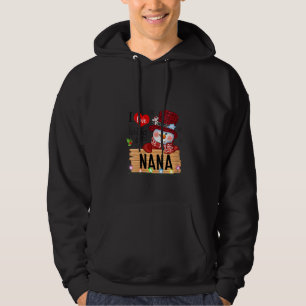 Womens Red Plaid I Love Being A Nana Snowman Famil Hoodie