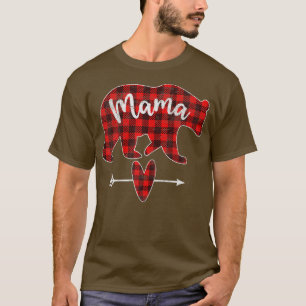 Womens Red Plaid Mama Bear Red Buffalo Plaid Mama T-Shirt