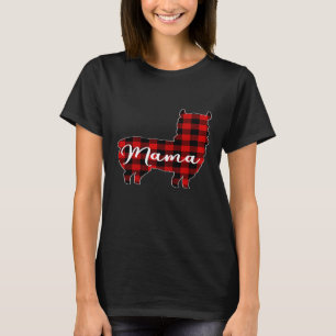 Womens Red Plaid Mama Llama Matching Pajama Family T-Shirt