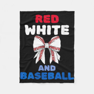 Women's red white and baseball coquette bow fleece blanket