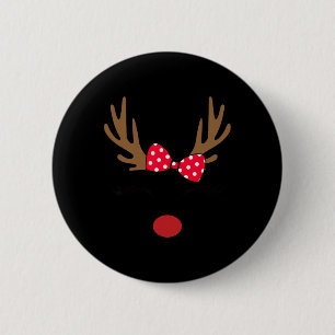 Womens Reindeer Face Gles Leopard Christmas Costum 6 Cm Round Badge