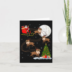 Womens Reindeer Santa Sleigh Flying Funny Magical  Card