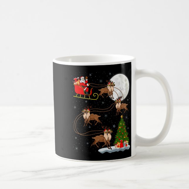 Womens Reindeer Santa Sleigh Flying Funny Magical  Coffee Mug (Right)