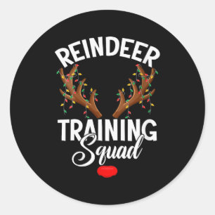 Womens Reindeer Training Squad Team Running Family Classic Round Sticker