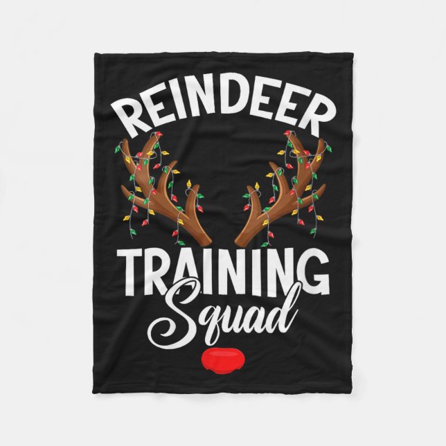 Womens Reindeer Training Squad Team Running Family Fleece Blanket (Front)