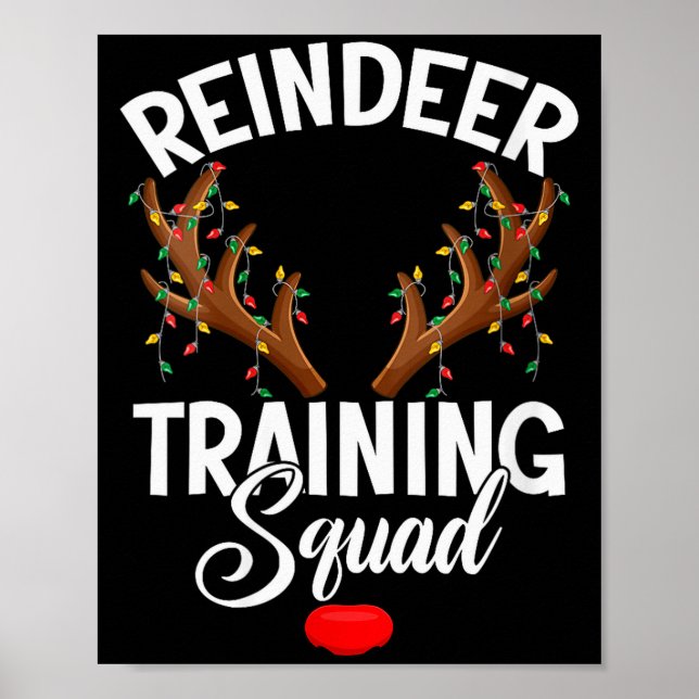 Womens Reindeer Training Squad Team Running Family Poster (Front)