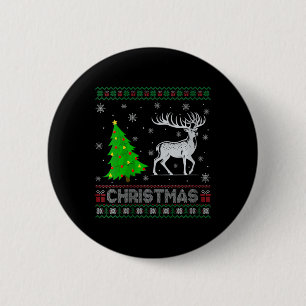Womens Reindeer Xmas Tree Lighting Ugly Christmas 6 Cm Round Badge