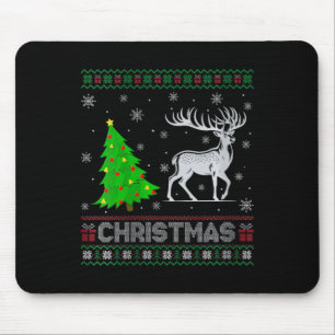 Womens Reindeer Xmas Tree Lighting Ugly Christmas  Mouse Mat