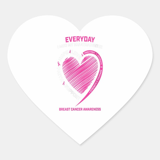 Womens Remembrance Memory Of Granddaughter Breast Heart Sticker (Front)