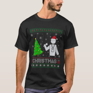 Womens Reporter Xmas Tree Lighting Ugly Christmas T-Shirt