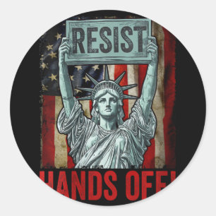 Womens Resist Resistance Statue Of Liberty Hands O Classic Round Sticker