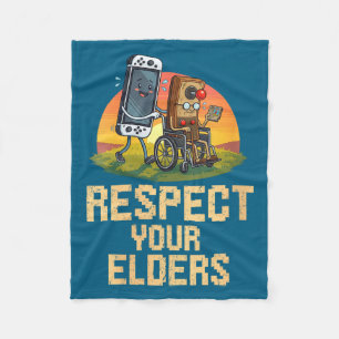 Women's Respect Your Elders Funny Retro Gaming Vid Fleece Blanket