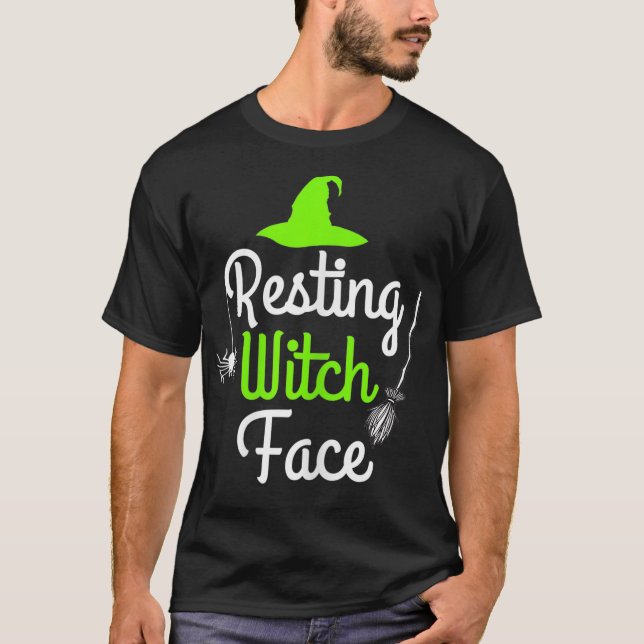 Womens Resting Witch Face Halloween Fall Funny Tri T-Shirt (Front)