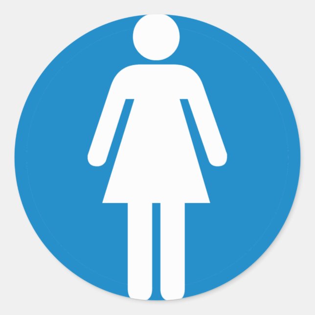 Women's Restroom Highway Sign Classic Round Sticker (Front)