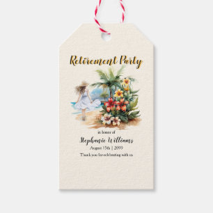 Women's Retirement Beach Aloha Flowers Party Gift Tags