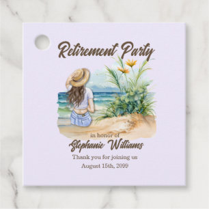 Women's Retirement Beach Theme Elegant Woman Favour Tags